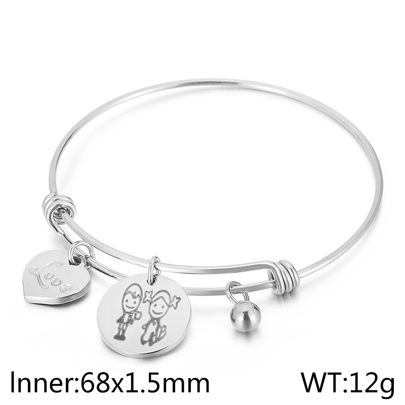 Simple Style Cartoon Character Letter Heart Shape Titanium Steel 18K Gold Plated Bangle In Bulk display picture 10