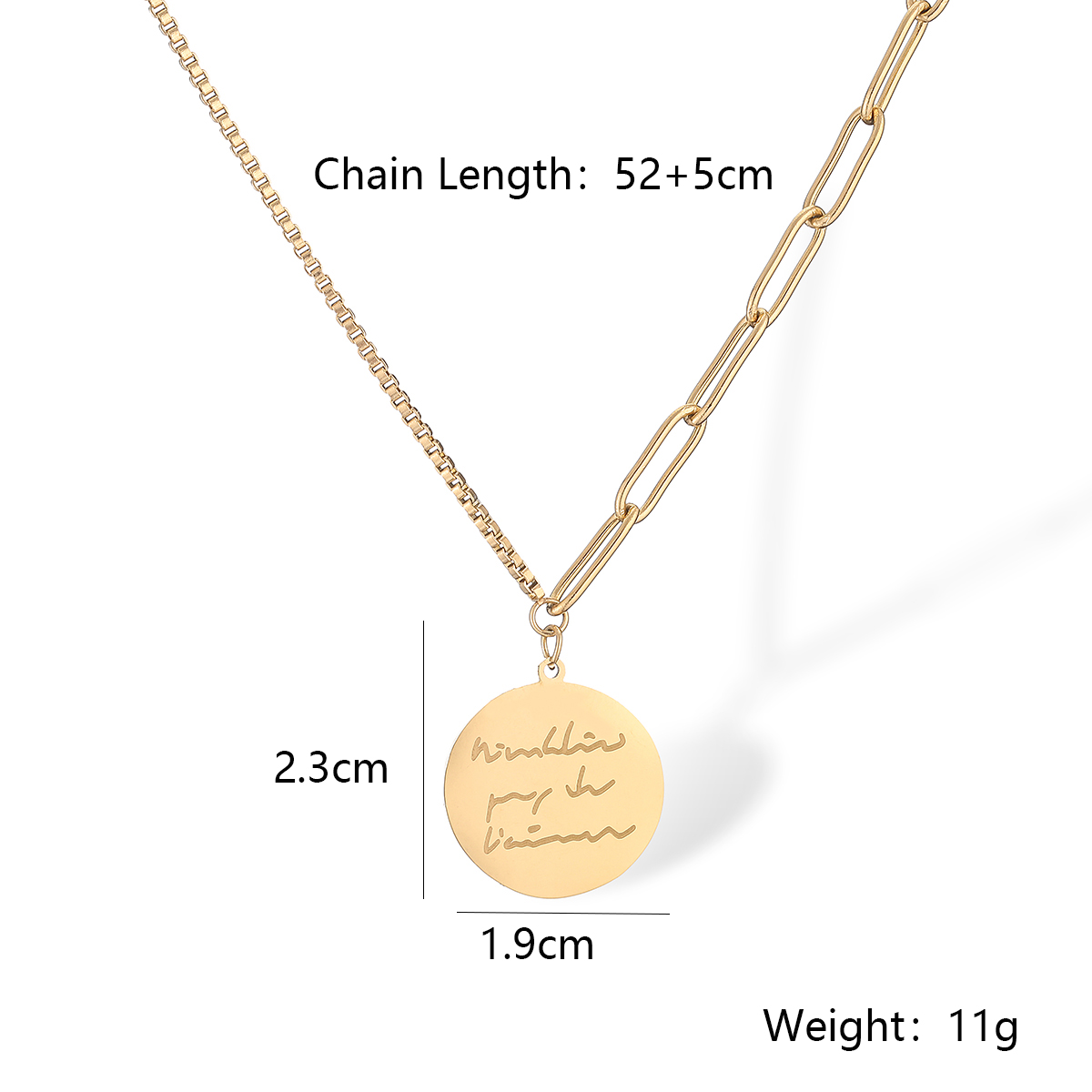 304 Stainless Steel 18K Gold Plated Simple Style Commute Plating Letter Double Layer Necklaces Pendant Necklace display picture 1