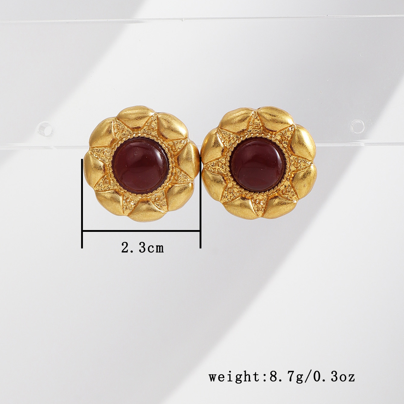 1 Pair Elegant Retro Round Plating Inlay Alloy Agate Artificial Pearls Agate 18k Gold Plated Ear Cuffs Ear Studs display picture 4