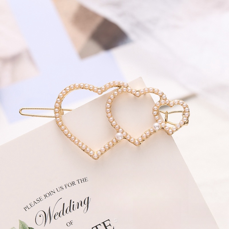 Women's Simple Style Heart Shape Alloy Plating Artificial Pearls Hair Clip display picture 1