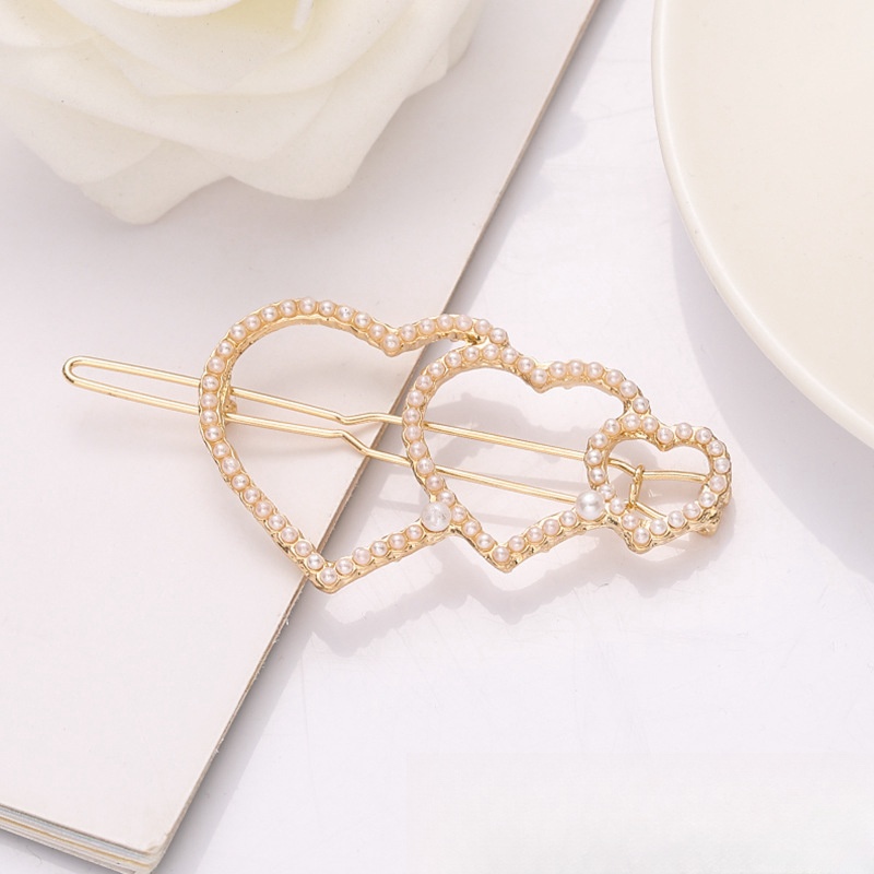 Women's Simple Style Heart Shape Alloy Plating Artificial Pearls Hair Clip display picture 3
