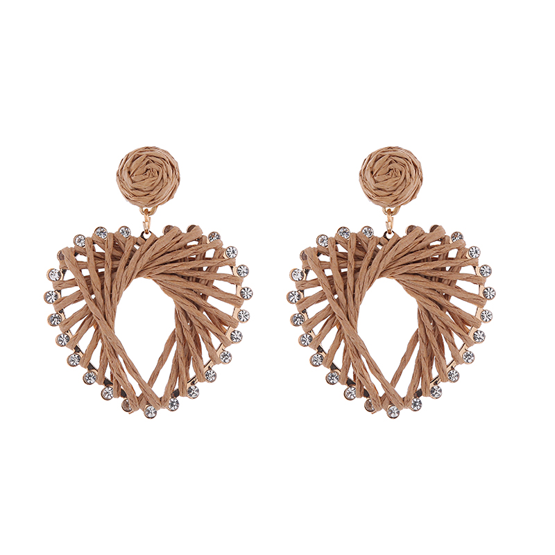 1 Pair Elegant Sweet Heart Shape Inlay Alloy Raffia Rhinestones Gold Plated Drop Earrings display picture 7