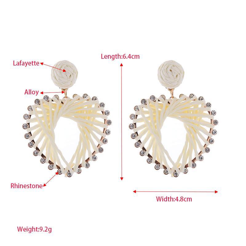1 Pair Elegant Sweet Heart Shape Inlay Alloy Raffia Rhinestones Gold Plated Drop Earrings display picture 1