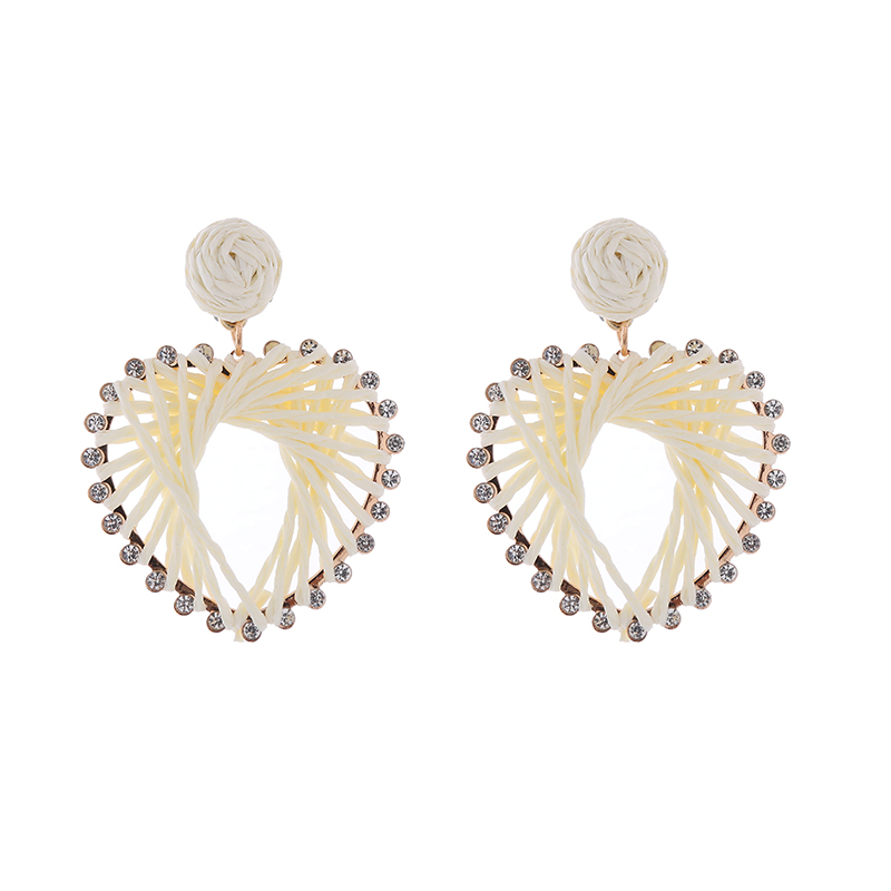 1 Pair Elegant Sweet Heart Shape Inlay Alloy Raffia Rhinestones Gold Plated Drop Earrings display picture 6