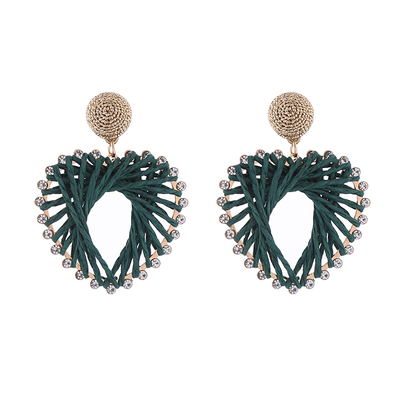 1 Pair Elegant Sweet Heart Shape Inlay Alloy Raffia Rhinestones Gold Plated Drop Earrings display picture 8