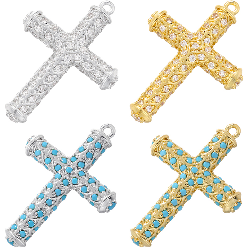 Hip-hop Exaggerated Punk Cross Copper Plating Inlay Zircon 18k Gold Plated Charms display picture 5