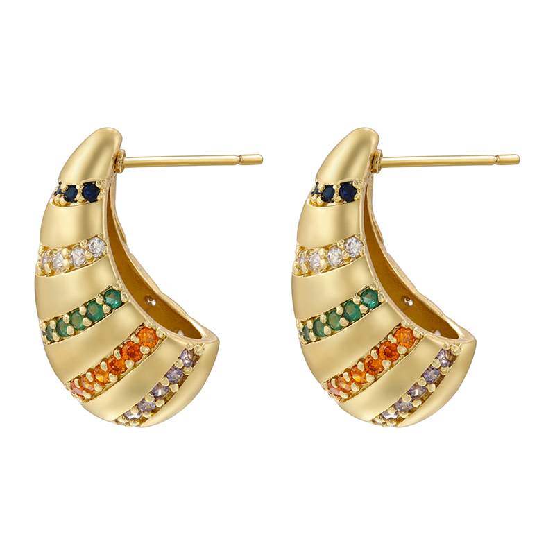 1 Pair Elegant Luxurious Shiny Water Droplets Plating Inlay Copper Zircon 18k Gold Plated Ear Studs display picture 4