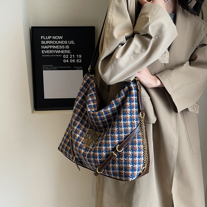 Women's Cloth Plaid Vintage Style Classic Style Square Zipper Underarm Bag display picture 5