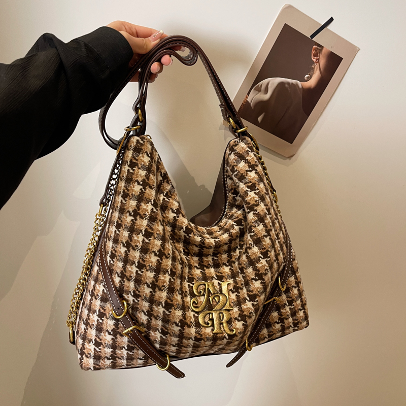 Women's Cloth Plaid Vintage Style Classic Style Square Zipper Underarm Bag display picture 7