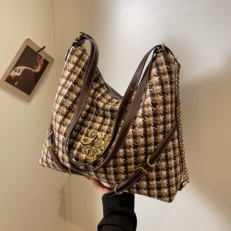 Women's Cloth Plaid Vintage Style Classic Style Square Zipper Underarm Bag display picture 13