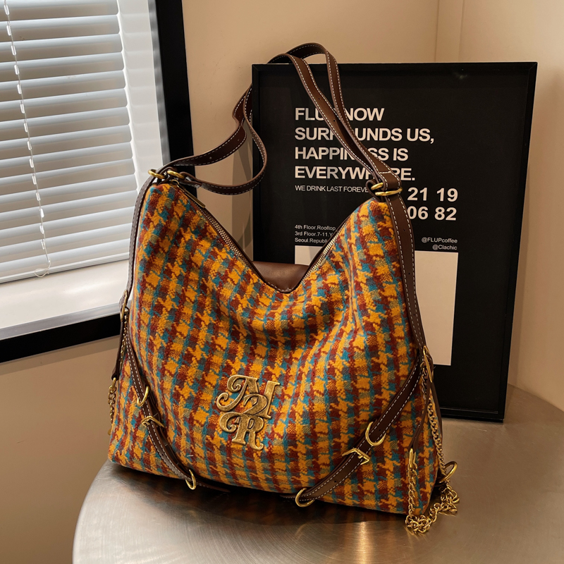 Women's Cloth Plaid Vintage Style Classic Style Square Zipper Underarm Bag display picture 17