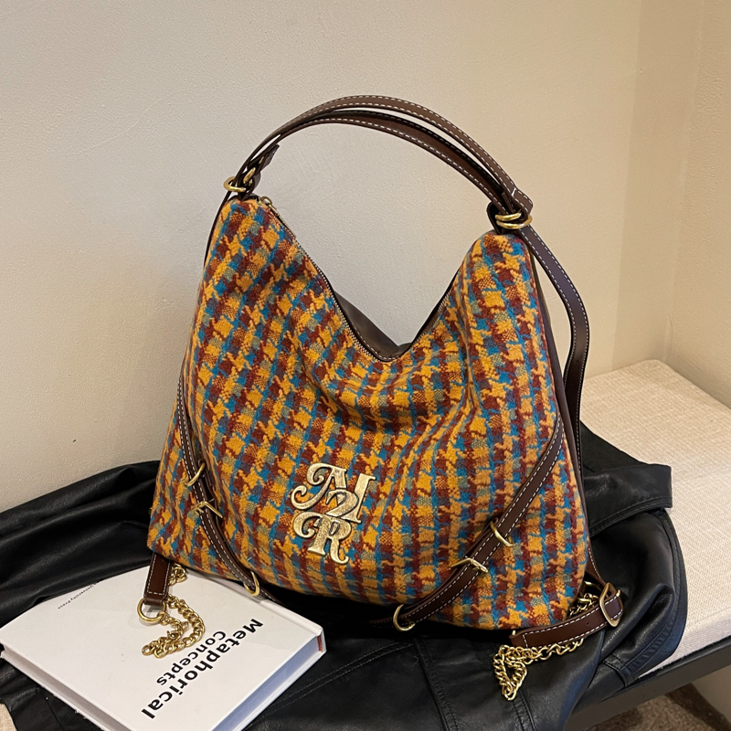 Women's Cloth Plaid Vintage Style Classic Style Square Zipper Underarm Bag display picture 12