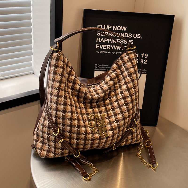Women's Cloth Plaid Vintage Style Classic Style Square Zipper Underarm Bag display picture 9