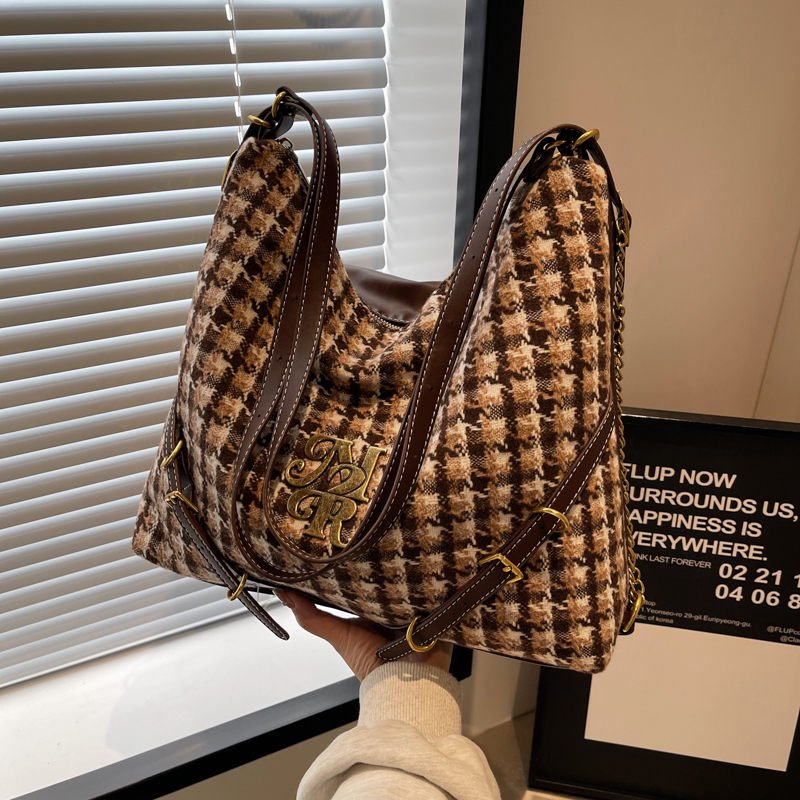 Women's Cloth Plaid Vintage Style Classic Style Square Zipper Underarm Bag display picture 8
