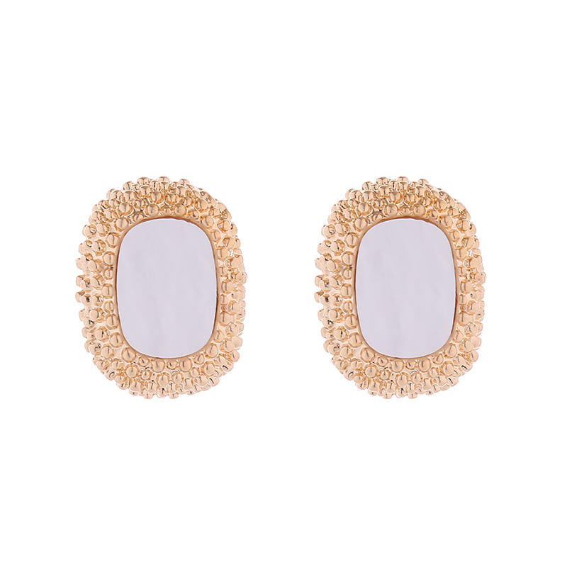 1 Pair Elegant Retro Oval Rectangle Plating Inlay Alloy Shell Gold Plated Ear Studs display picture 6