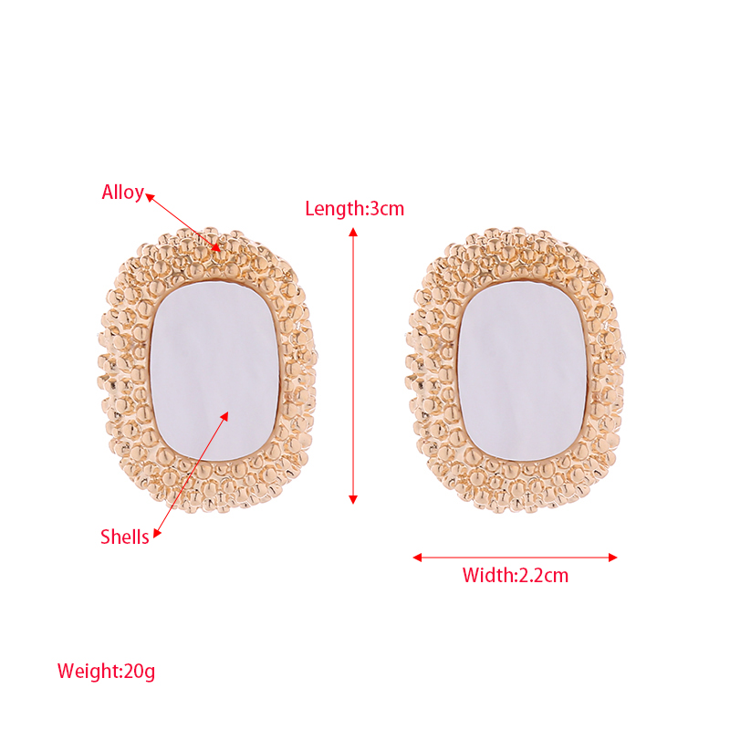 1 Pair Elegant Retro Oval Rectangle Plating Inlay Alloy Shell Gold Plated Ear Studs display picture 1