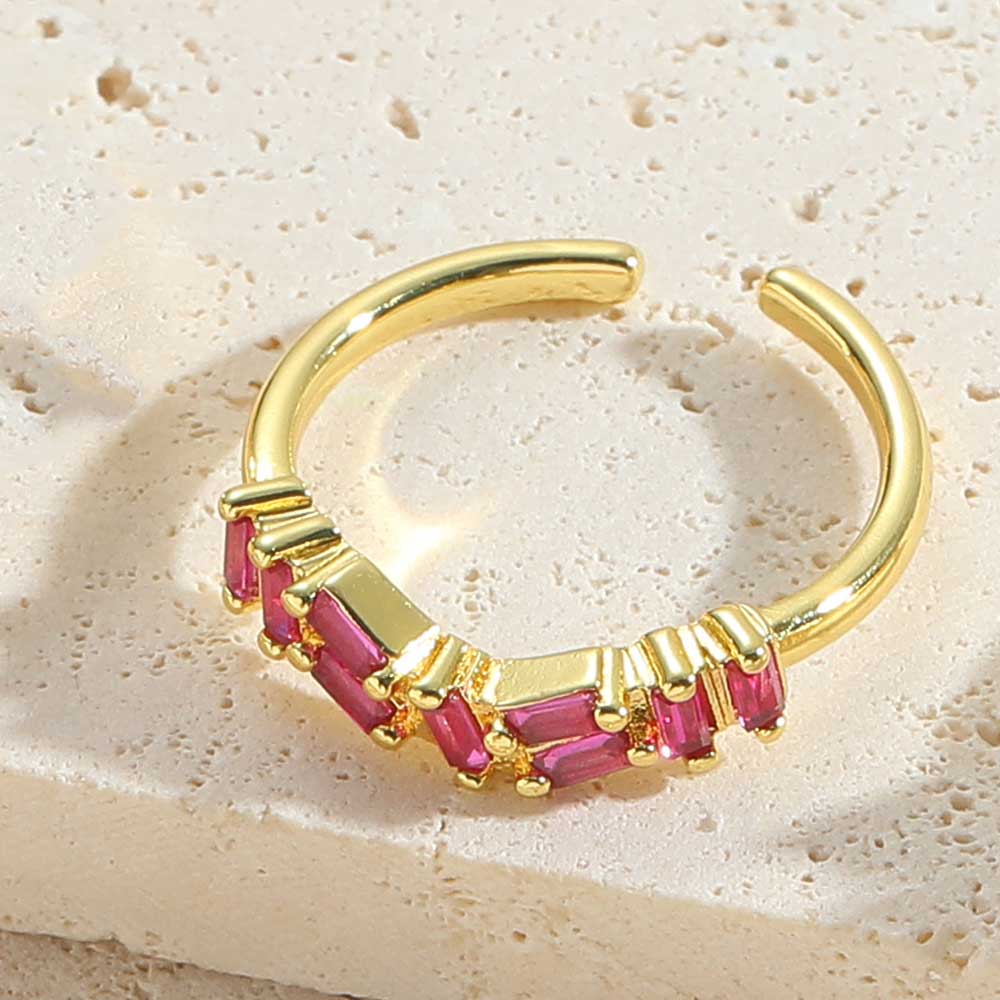 Vintage Style Simple Style Commute Solid Color Copper Plating Inlay Zircon 14k Gold Plated Open Rings display picture 2