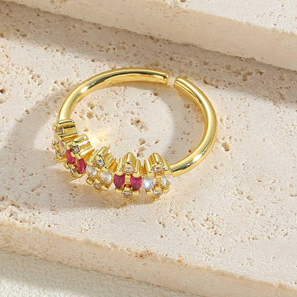 Vintage Style Simple Style Commute Solid Color Copper Plating Inlay Zircon 14k Gold Plated Open Rings display picture 3
