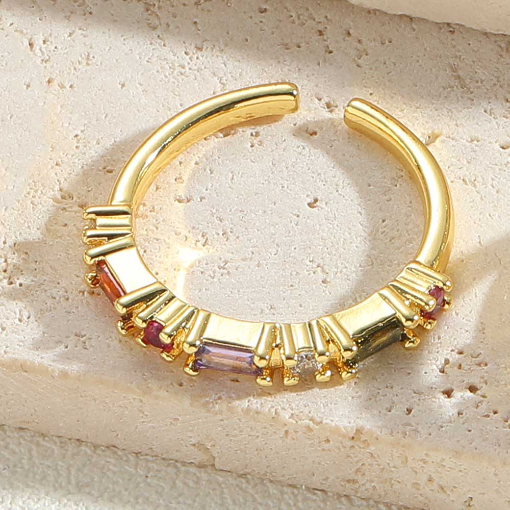 Vintage Style Simple Style Commute Solid Color Copper Plating Inlay Zircon 14k Gold Plated Open Rings display picture 4