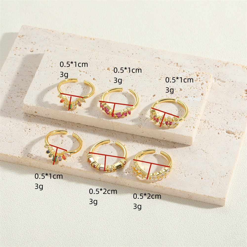 Vintage Style Simple Style Commute Solid Color Copper Plating Inlay Zircon 14k Gold Plated Open Rings display picture 5