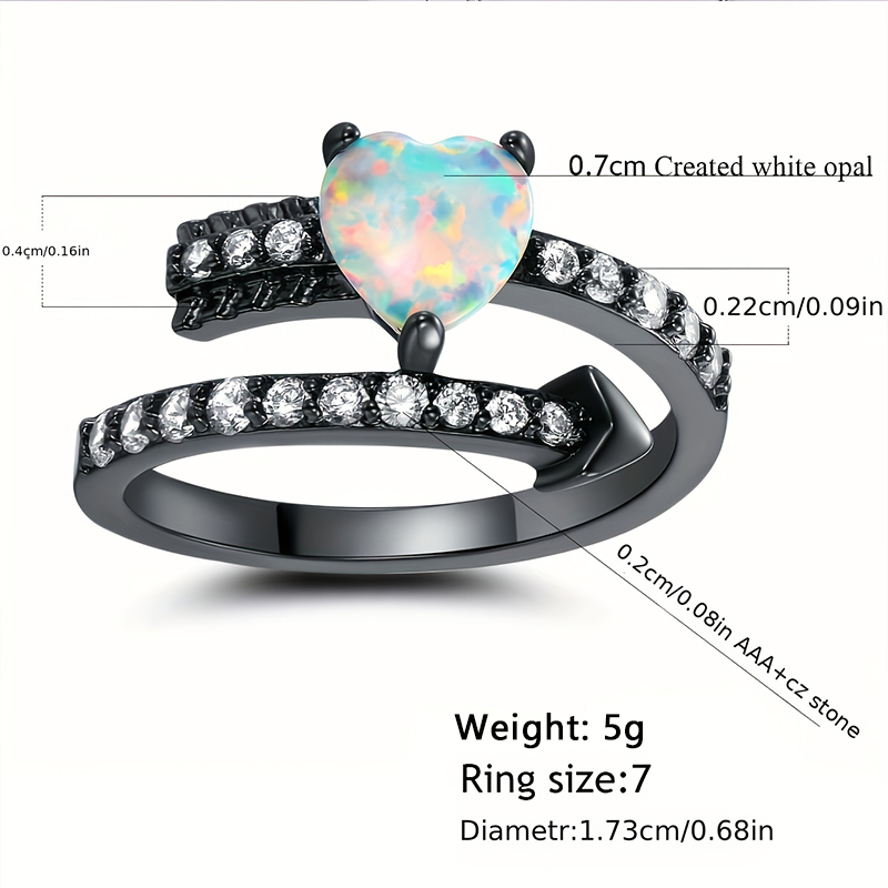 Luxurious Queen Cool Style Heart Shape Copper Plating Inlay Artificial Gemstones Zircon Gold Plated Open Rings display picture 5