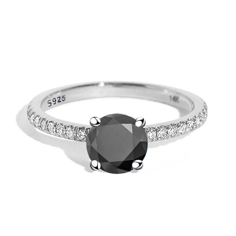 Lässig Glam Einfarbig Sterling Silber Gra Inlay Moissanit Ringe display picture 1