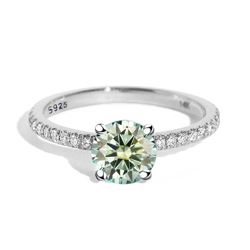 Casual Glam Solid Color Sterling Silver Gra Inlay Moissanite Rings display picture 2