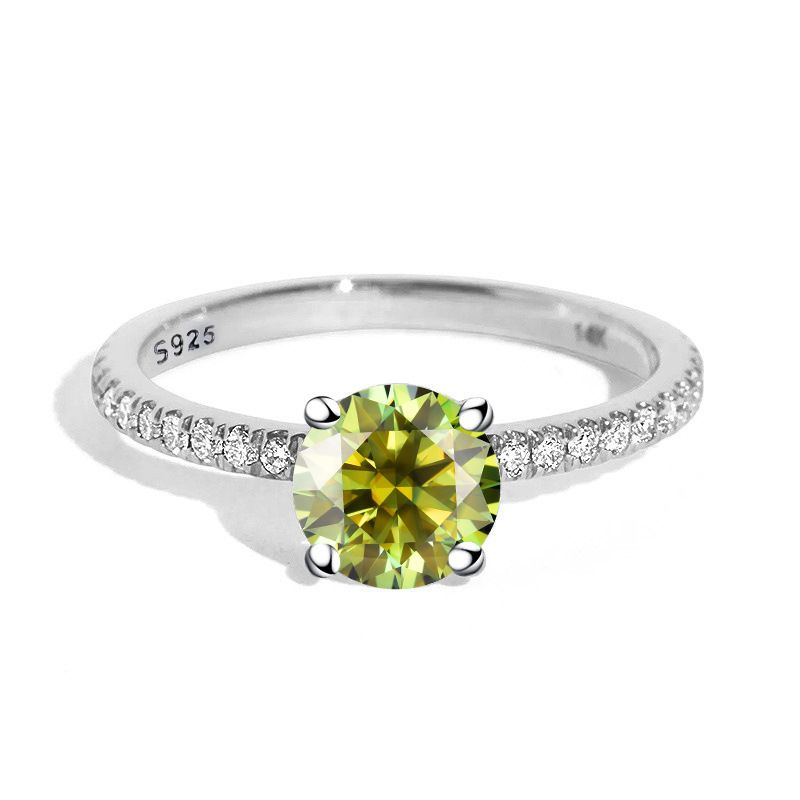 Casual Glam Solid Color Sterling Silver Gra Inlay Moissanite Rings display picture 1
