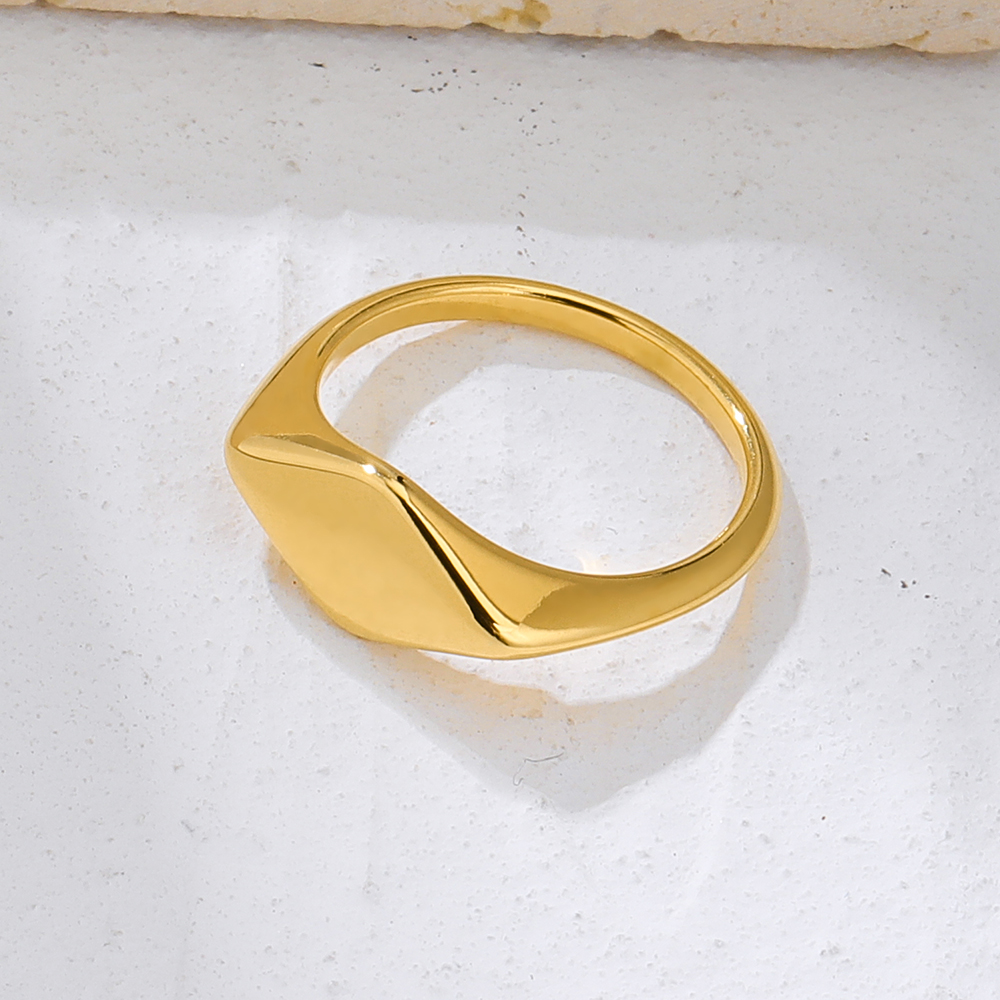 Edelstahl 304 18 Karat Vergoldet Lässig Einfacher Stil Überzug Rhombus Ringe display picture 1