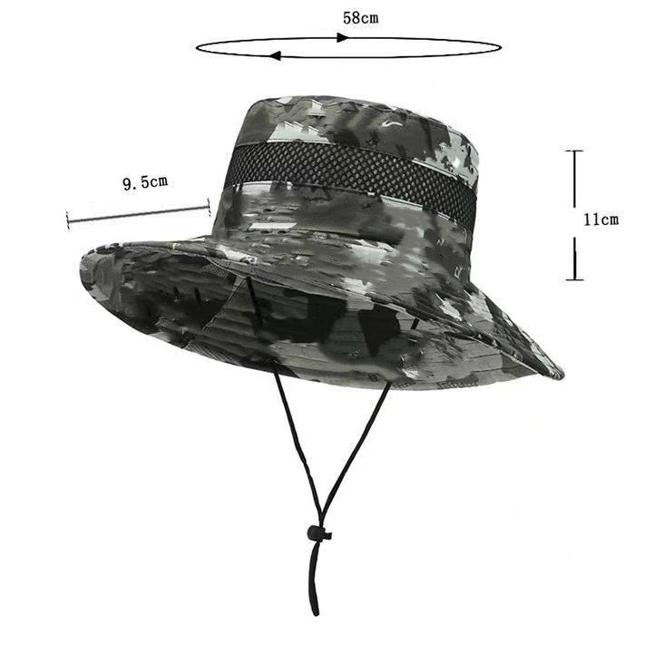 Hombres Retro Estilo Simple Camuflaje Aleros Anchos Sombrero Para El Sol display picture 6