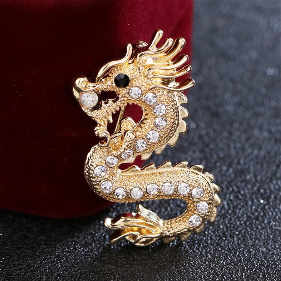 Fashion Dragon Alloy Plating Inlay Rhinestones Unisex Brooches display picture 7