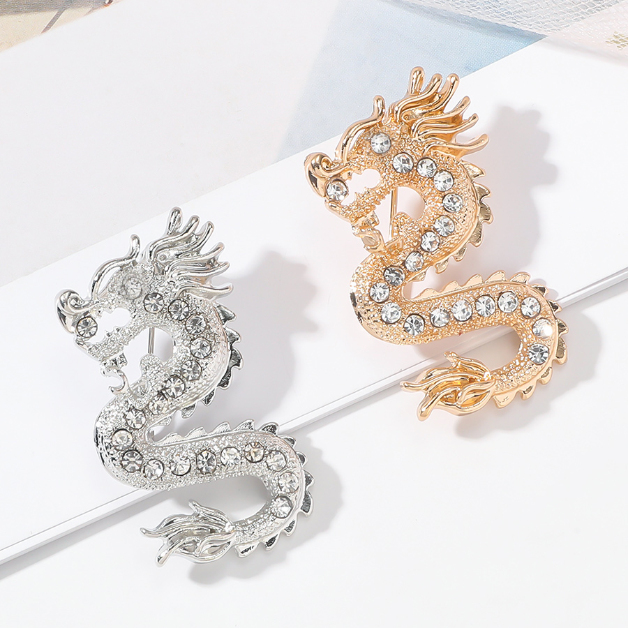 Fashion Dragon Alloy Plating Inlay Rhinestones Unisex Brooches display picture 9