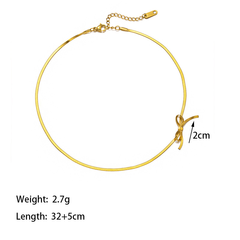 Acier Inoxydable Plaqué Or 18K Style Simple Style Classique Placage Noeud D'Arc Collier display picture 6