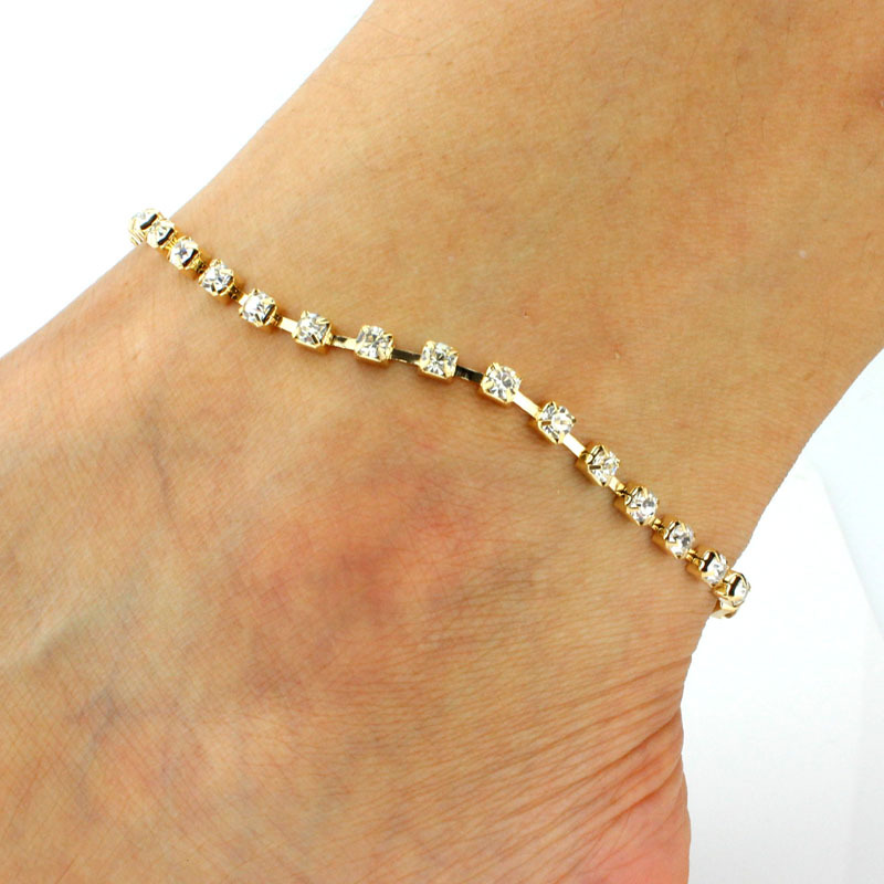 IG Style Simple Style Solid Color Rhinestones Iron Wholesale Anklet display picture 7