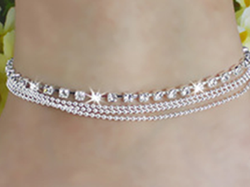 IG Style Simple Style Solid Color Rhinestones Iron Wholesale Anklet display picture 8