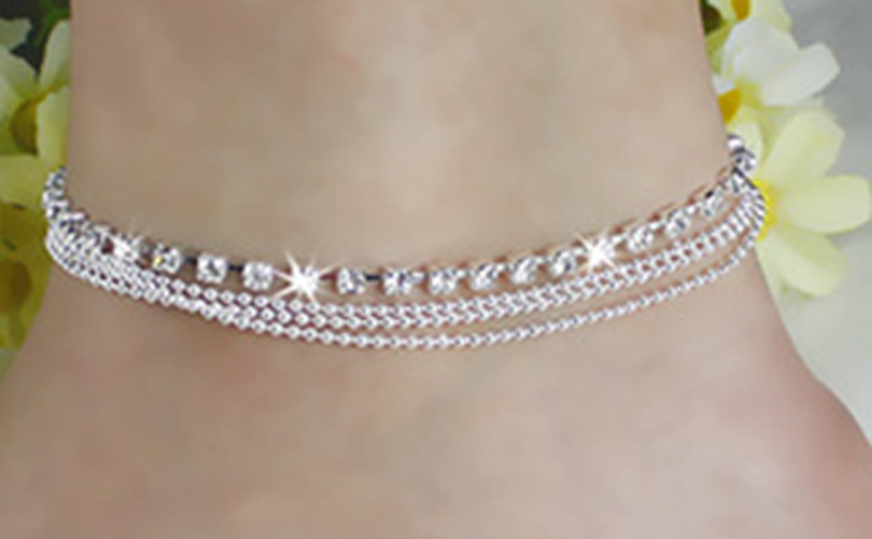 IG Style Simple Style Solid Color Rhinestones Iron Wholesale Anklet display picture 9