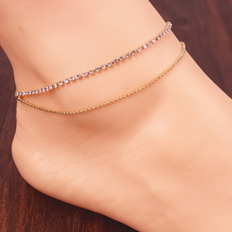 IG Style Simple Style Solid Color Rhinestones Iron Wholesale Anklet display picture 10