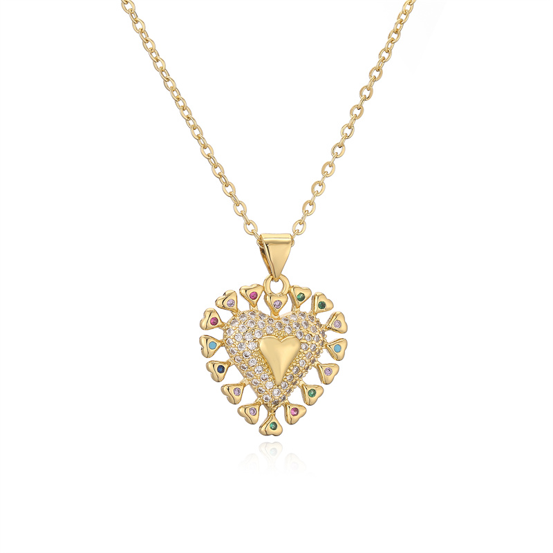 Ig Style Simple Style Sun Heart Shape Crown Copper Plating Inlay Zircon Gold Plated Pendant Necklace display picture 10
