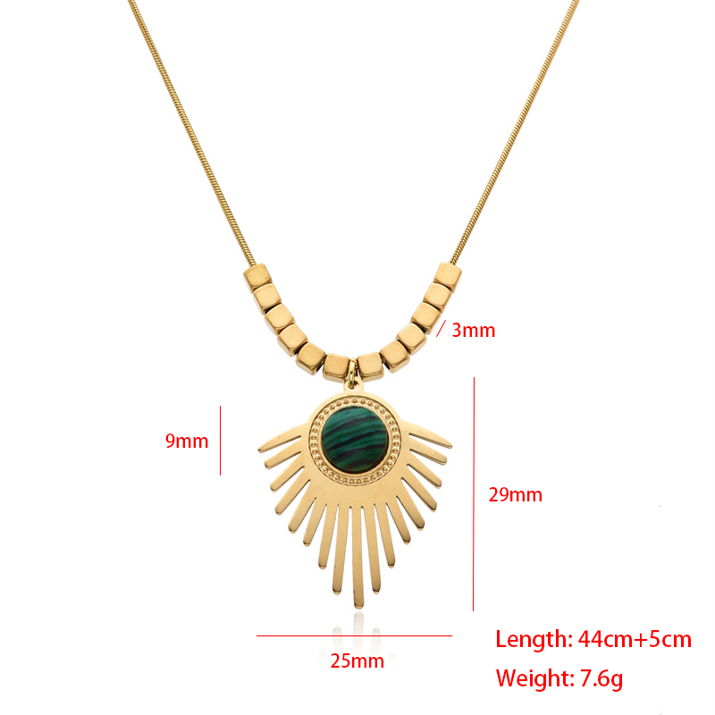 Casual Simple Style Triangle Round Eye Stainless Steel Epoxy Plating Inlay Artificial Gemstones Pendant Necklace display picture 1