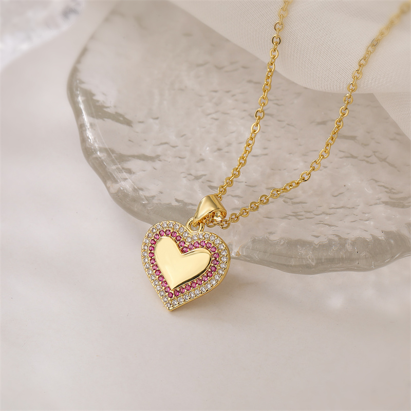 Ig Style Simple Style Sun Heart Shape Crown Copper Plating Inlay Zircon Gold Plated Pendant Necklace display picture 6