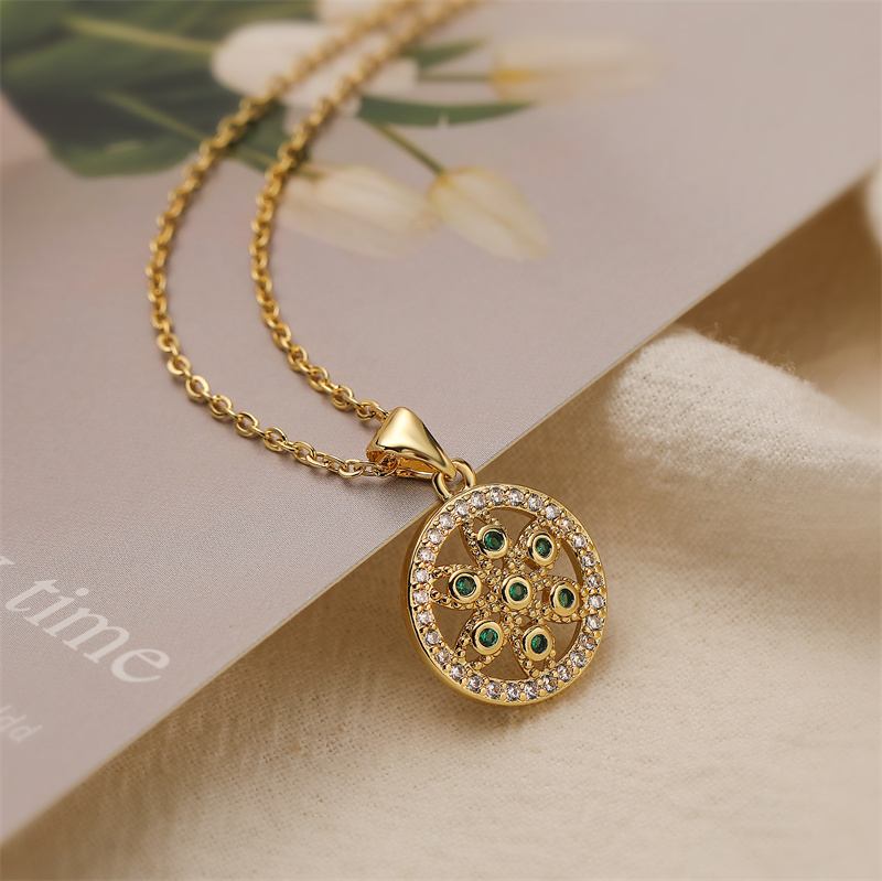 Ig Style Simple Style Sun Heart Shape Crown Copper Plating Inlay Zircon Gold Plated Pendant Necklace display picture 5