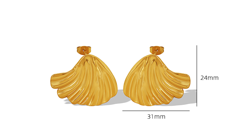 1 Pair Elegant Vintage Style Waves Shell Plating Titanium Steel 18k Gold Plated Ear Studs display picture 1