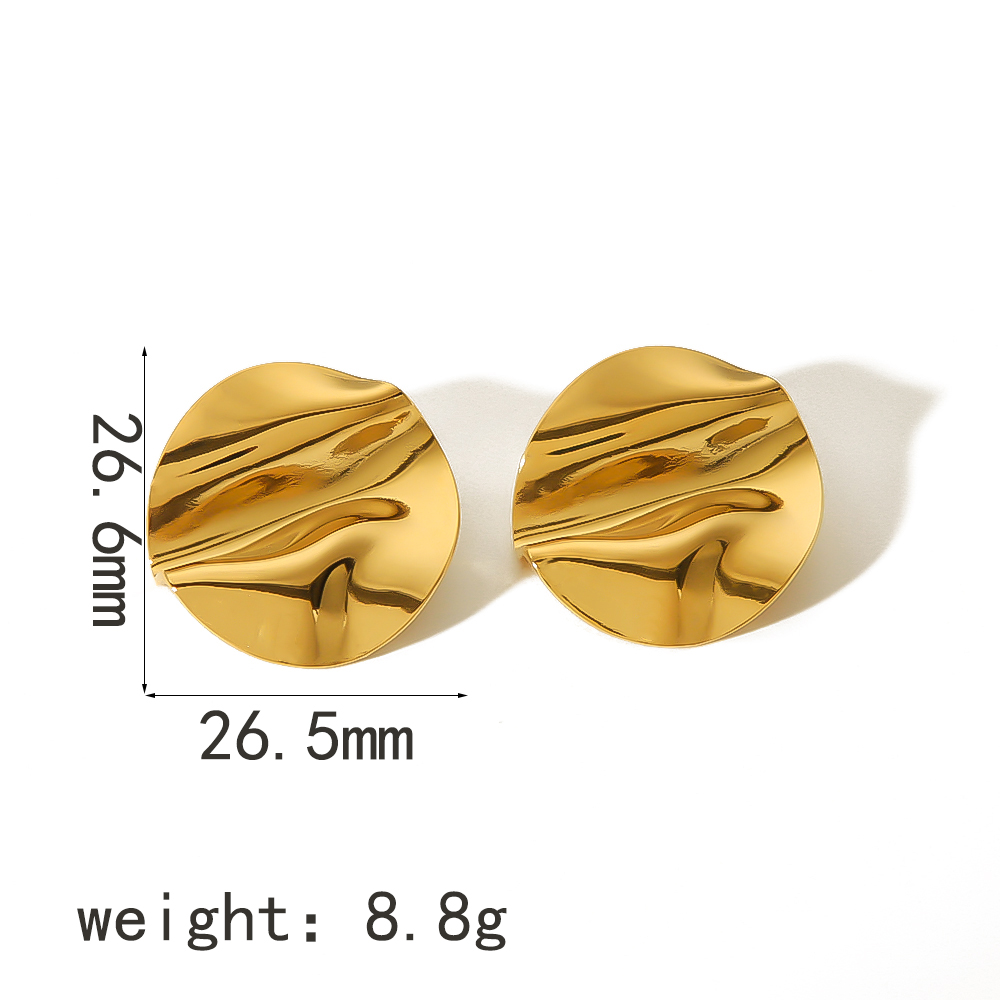 1 Pair Simple Style Quadrilateral Circle Heart Shape Polishing Plating 304 Stainless Steel 18K Gold Plated Ear Studs display picture 7