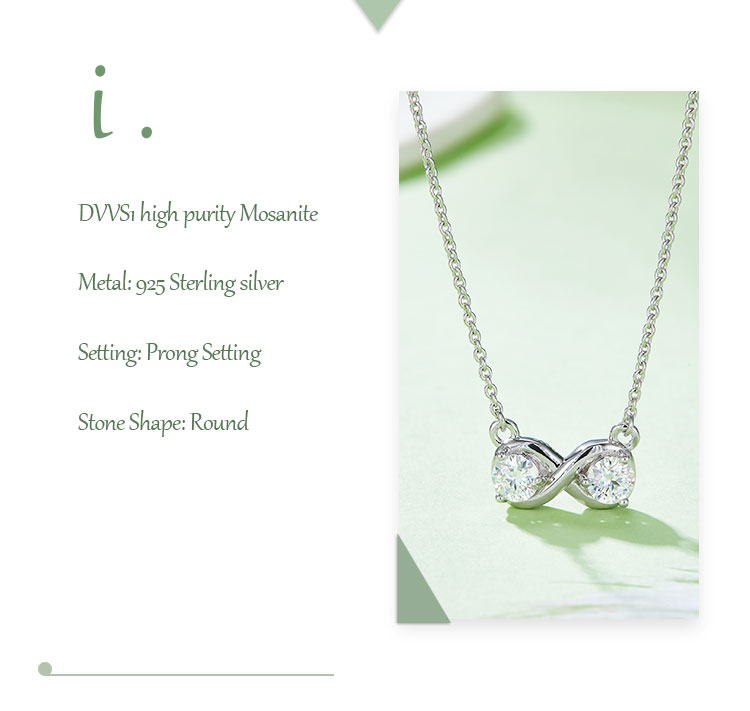 Simple Style Shiny Infinity Sterling Silver Plating Inlay Moissanite Rose Gold Plated Gold Plated Silver Plated Necklace display picture 2