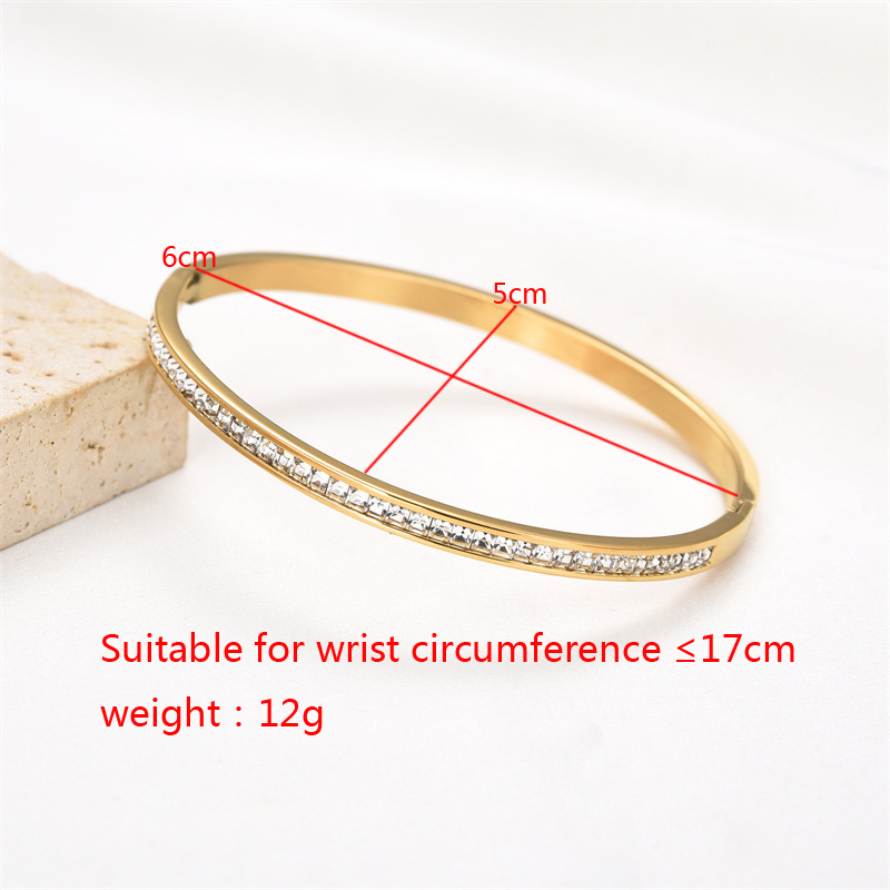 Simple Style Geometric Stainless Steel Plating Inlay Zircon Gold Plated Bangle display picture 5