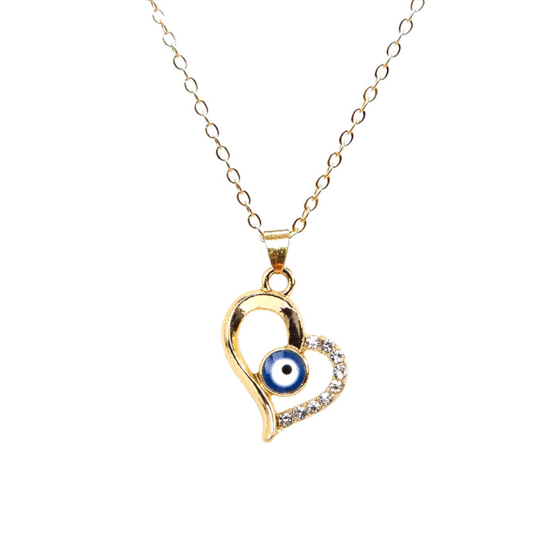 Ig Style Streetwear Devil's Eye Heart Shape Alloy Plating Hollow Out Inlay Rhinestones Women's Unisex Pendant Necklace display picture 5