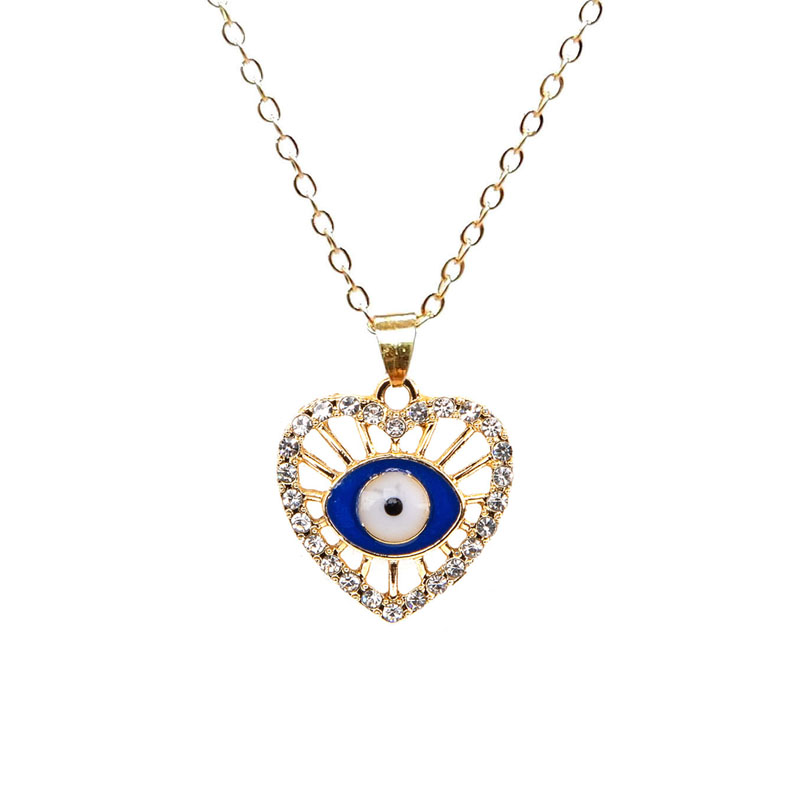 Ig Style Streetwear Devil's Eye Heart Shape Alloy Plating Hollow Out Inlay Rhinestones Women's Unisex Pendant Necklace display picture 3