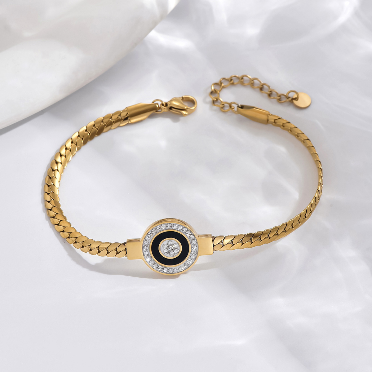 Simple Style Classic Style Commute Round Life Tree Eye 304 Stainless Steel 14K Gold Plated Zircon Bracelets In Bulk display picture 6