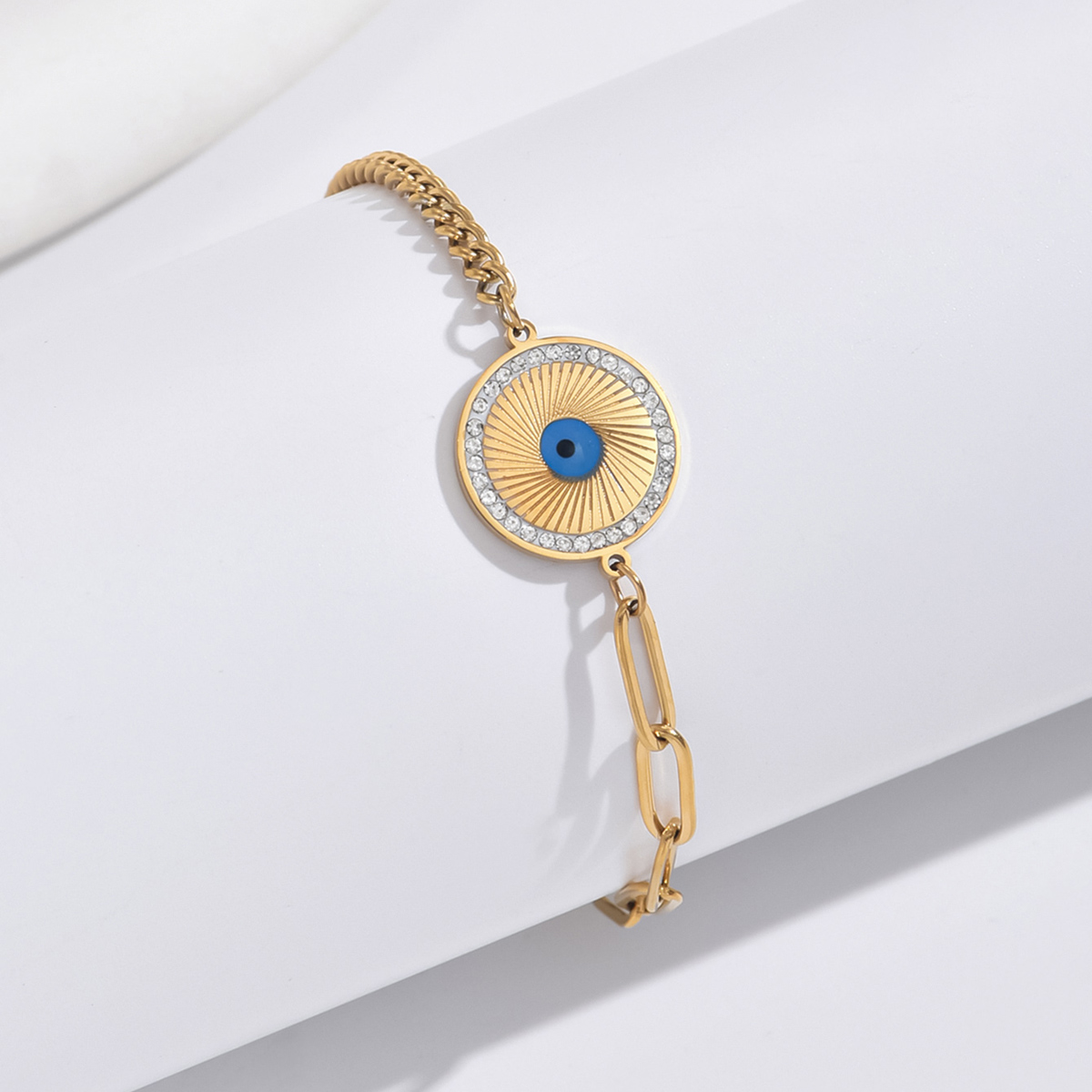 Simple Style Classic Style Commute Round Life Tree Eye 304 Stainless Steel 14K Gold Plated Zircon Bracelets In Bulk display picture 8