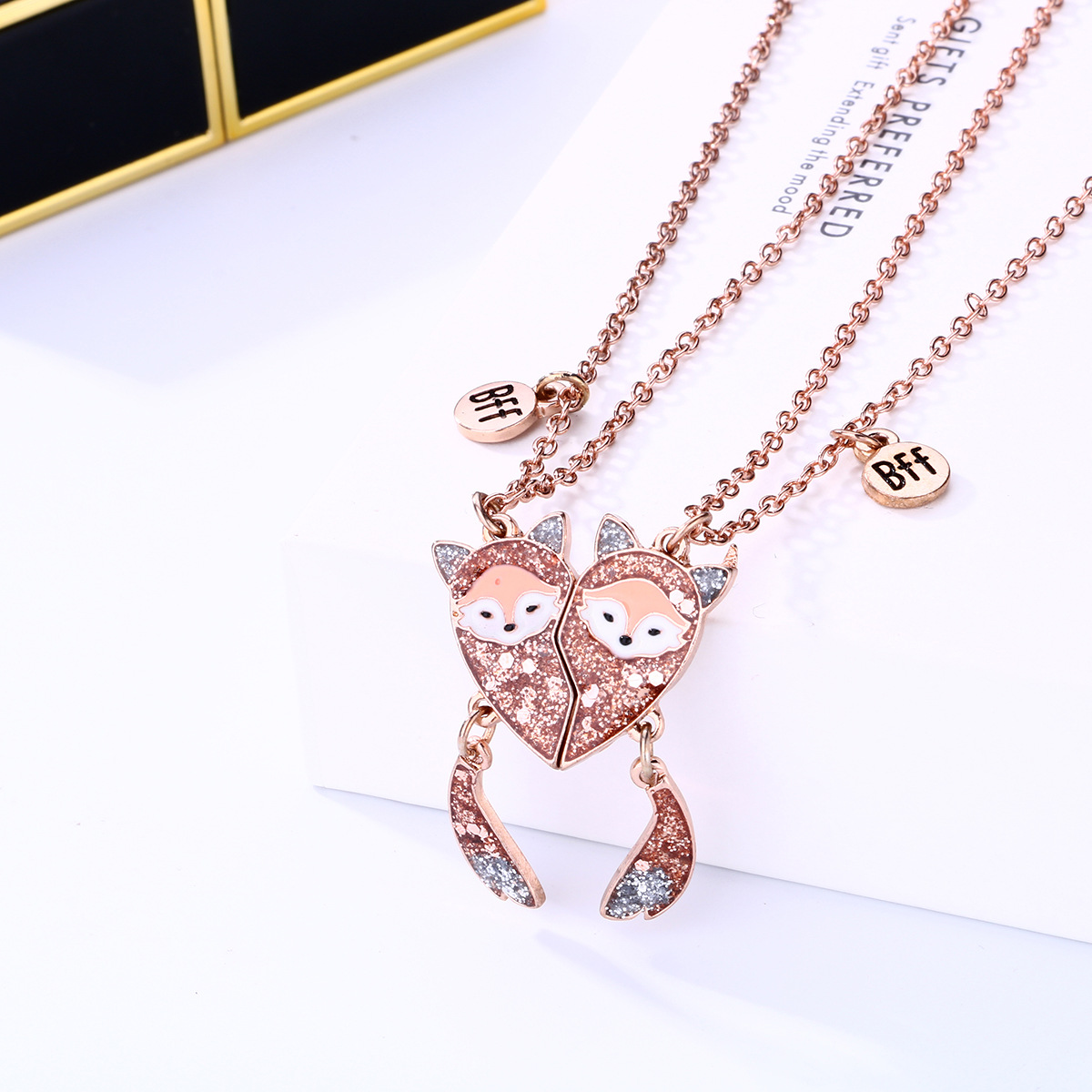 Cartoon Style Cute Heart Shape Fox Alloy Girl's Pendant Necklace display picture 2